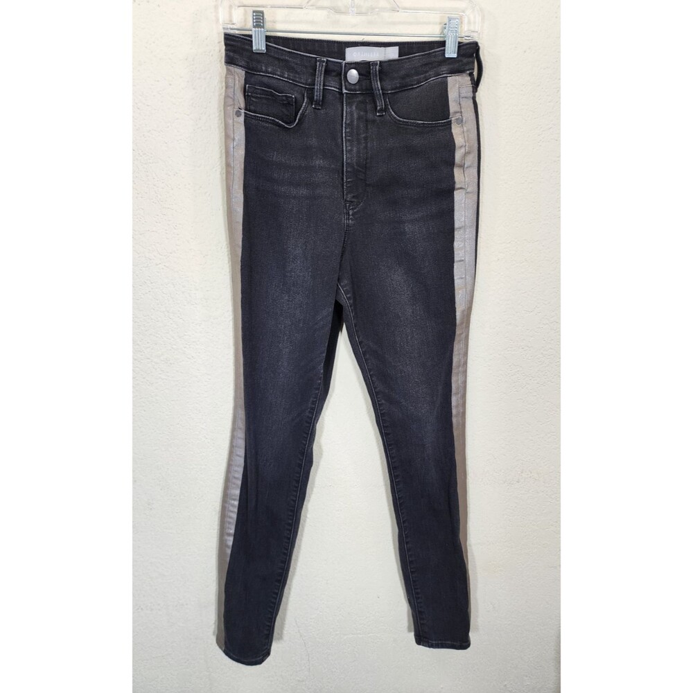 Athleta Sculptek Ultra Skinny Jeans Women's Size 4 Black Metallic Stripe